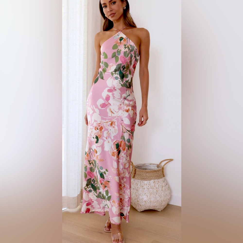 hello molly floral silky gown